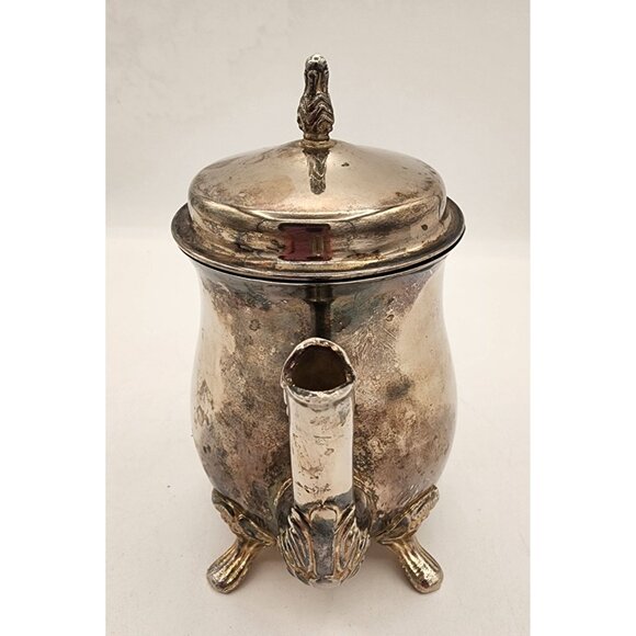 Vintage Gorham Silver Plate Footed Teapot Creamer With Hinged Lid, Ornate Handle - Picture 3 of 10